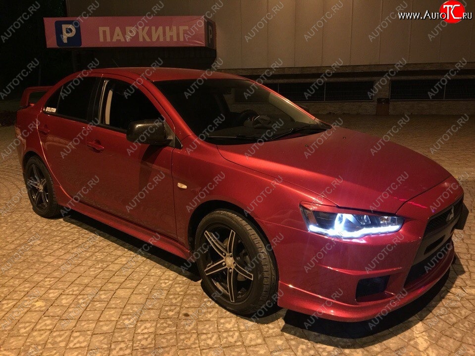 579 р. Реснички на фары Style Mitsubishi Lancer 10 хэтчбэк дорестайлинг (2007-2010) (Неокрашенные)  с доставкой в г. Екатеринбург