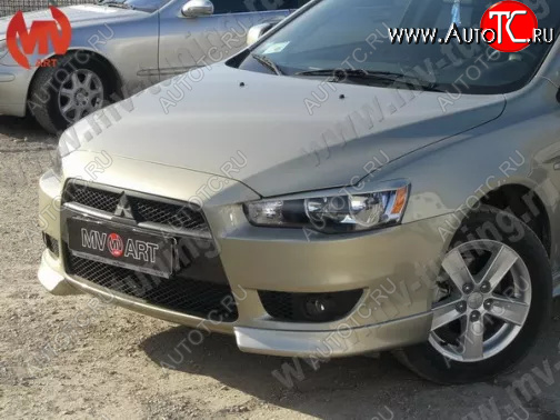 4 199 р. Клыки переднего бампера (комплектация 2.0 INTENSE) MV-Tuning  Mitsubishi Lancer  10 (2007-2010) седан дорестайлинг, хэтчбэк дорестайлинг (Неокрашенные)  с доставкой в г. Екатеринбург