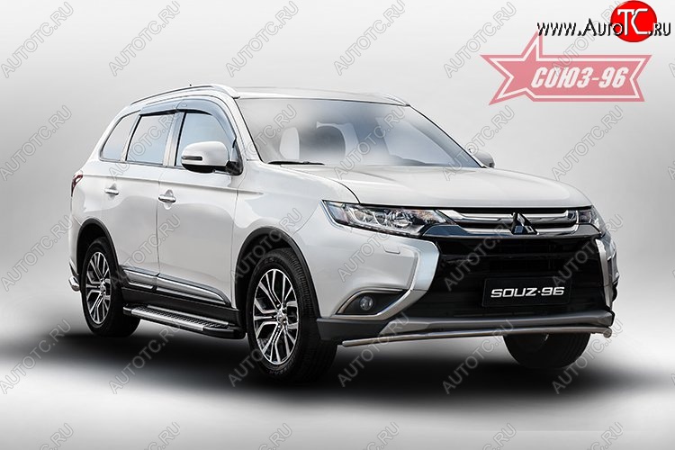 9 404 р. Защита переднего бампера Souz-96 (d42) Mitsubishi Outlander GF 2-ой рестайлинг (2015-2018)  с доставкой в г. Екатеринбург