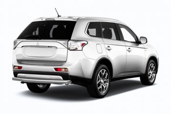 6 999 р. Защита заднего бампера Slitkoff (короткая, d57)  Mitsubishi Outlander  GF (2015-2018) 2-ой рестайлинг (Сталь с полимерным покрытием. Цвет: серебристый)  с доставкой в г. Екатеринбург. Увеличить фотографию 1