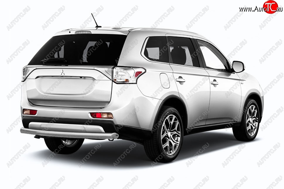 6 999 р. Защита заднего бампера Slitkoff (короткая, d57)  Mitsubishi Outlander  GF (2015-2018) 2-ой рестайлинг (Сталь с полимерным покрытием. Цвет: серебристый)  с доставкой в г. Екатеринбург