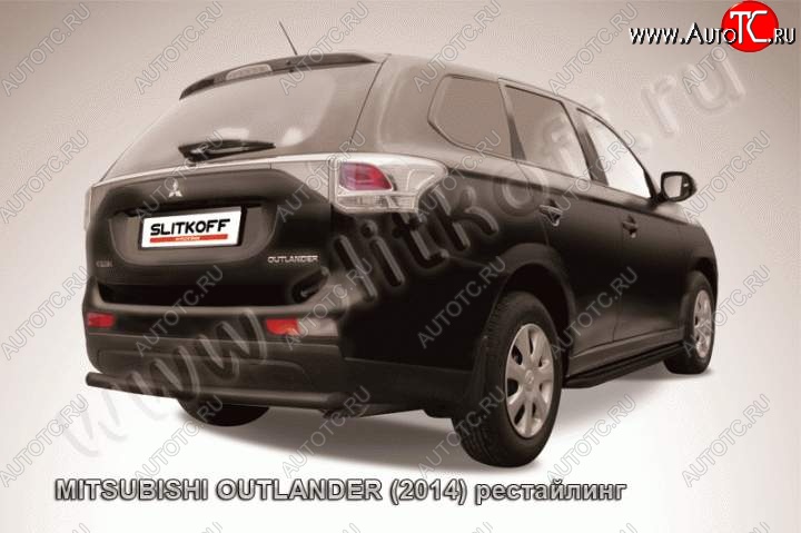 6 999 р. Защита задняя Slitkoff (57 мм)  Mitsubishi Outlander  GF (2014-2016) 1-ый рестайлинг (Цвет: серебристый)  с доставкой в г. Екатеринбург