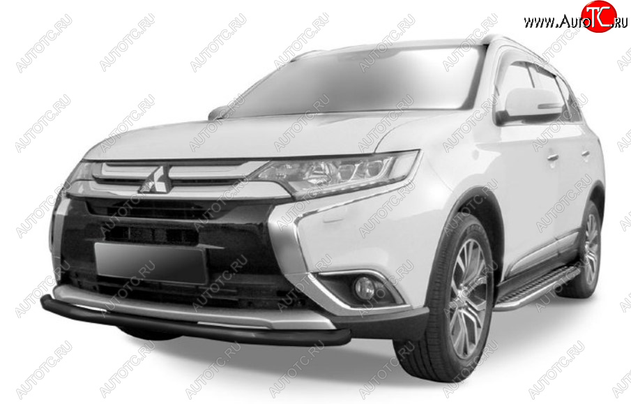 7 349 р. Защита переднего бампера Slitkoff (Ø 57 мм). Mitsubishi Outlander GF 2-ой рестайлинг (2015-2018) (Сталь с полимерным покрытием. Цвет: черный)  с доставкой в г. Екатеринбург