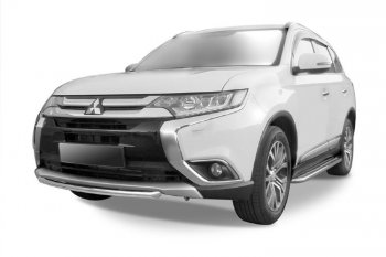 Защита переднего бампера Slitkoff (Ø 57, короткая) Mitsubishi Outlander GF 2-ой рестайлинг (2015-2018)