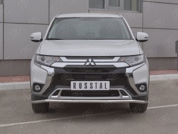 Защита переднего бампера (Ø42 мм, нержавейка) Russtal Mitsubishi Outlander GF 3-ий рестайлинг (2018-2022)