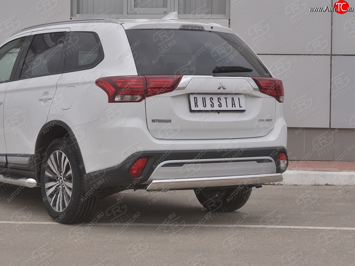 15 999 р. Защита заднего бампера (Ø75x42 мм, нержавейка) Russtal Mitsubishi Outlander GF 3-ий рестайлинг (2018-2022)  с доставкой в г. Екатеринбург