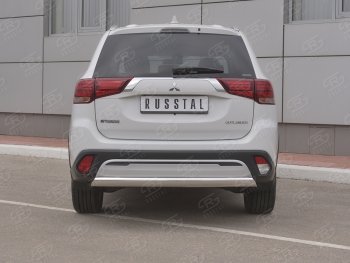 15 999 р. Защита заднего бампера (Ø75x42 мм, нержавейка) Russtal Mitsubishi Outlander GF 3-ий рестайлинг (2018-2022)  с доставкой в г. Екатеринбург. Увеличить фотографию 2