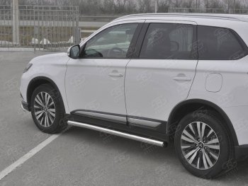 Защита порогов (Ø63 мм, нержавейка) Russtal Mitsubishi Outlander GF 3-ий рестайлинг (2018-2022)