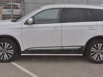 21 749 р. Защита порогов (Ø75x42 мм с проступью, нержавейка) Russtal Mitsubishi Outlander GF 3-ий рестайлинг (2018-2022)  с доставкой в г. Екатеринбург. Увеличить фотографию 2