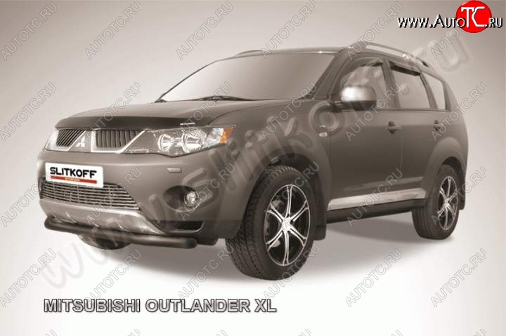 8 449 р. Защита переднего бампер Slitkoff  Mitsubishi Outlander  XL (2005-2009) (CW)  дорестайлинг (Цвет: серебристый)  с доставкой в г. Екатеринбург