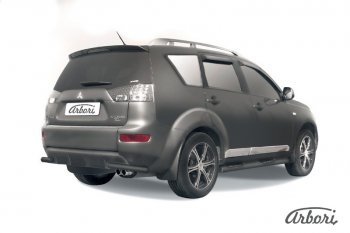 Защита заднего бампера Arbori (уголки, черная, 1 труба d57 mm). Mitsubishi Outlander XL (CW)  дорестайлинг (2005-2009)