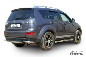 8 999 р. Защита заднего бампера Arbori (короткая, нержавейка, 1 труба d57 mm). Mitsubishi Outlander XL (CW)  дорестайлинг (2005-2009)  с доставкой в г. Екатеринбург. Увеличить фотографию 1