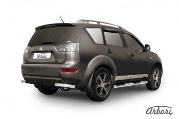 8 180 р. Защита заднего бампера Arbori (уголки, нержавейка, 1 труба d57 mm). Mitsubishi Outlander XL (CW)  дорестайлинг (2005-2009)  с доставкой в г. Екатеринбург. Увеличить фотографию 1