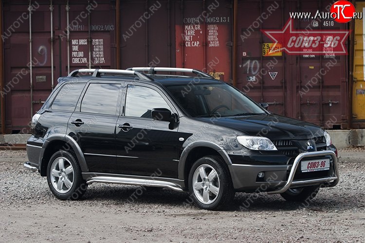 10 079 р. Защита переднего бампера Souz-96 (d60) Mitsubishi Outlander CU (2003-2009)  с доставкой в г. Екатеринбург