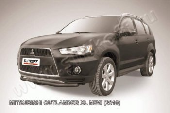 8 449 р. Защита переднего бампер Slitkoff  Mitsubishi Outlander  XL (2010-2013) (CW)  рестайлинг (Цвет: серебристый)  с доставкой в г. Екатеринбург. Увеличить фотографию 1