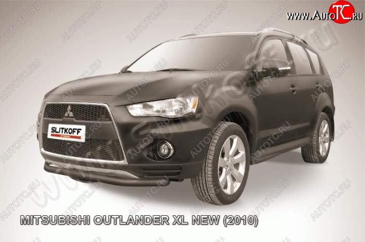 8 449 р. Защита переднего бампер Slitkoff  Mitsubishi Outlander  XL (2010-2013) (CW)  рестайлинг (Цвет: серебристый)  с доставкой в г. Екатеринбург