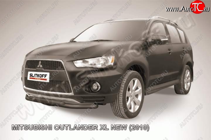 9 449 р. Защита переднего бампер Slitkoff  Mitsubishi Outlander  XL (2010-2013) (CW)  рестайлинг (Цвет: серебристый)  с доставкой в г. Екатеринбург