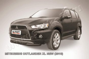 12 549 р. Защита переднего бампер Slitkoff  Mitsubishi Outlander  XL (2010-2013) (CW)  рестайлинг (Цвет: серебристый)  с доставкой в г. Екатеринбург. Увеличить фотографию 1