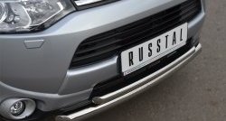 18 999 р. Защита переднего бампера (2 трубыØ63 и 42 мм, нержавейка) SLITKOFF Mitsubishi Outlander GF дорестайлинг (2012-2014)  с доставкой в г. Екатеринбург. Увеличить фотографию 2