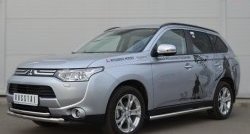 18 999 р. Защита переднего бампера (2 трубыØ63 и 42 мм, нержавейка) SLITKOFF Mitsubishi Outlander GF дорестайлинг (2012-2014)  с доставкой в г. Екатеринбург. Увеличить фотографию 4