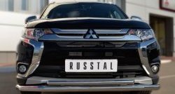 18 749 р. Защита переднего бампера (2 трубыØ63 и 42 мм, нержавейка) SLITKOFF Mitsubishi Outlander GF 2-ой рестайлинг (2015-2018)  с доставкой в г. Екатеринбург. Увеличить фотографию 4