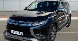 22 949 р. Защита переднего бампера (2 трубыØ75х42 и 63 мм, нержавейка) Russtal Mitsubishi Outlander GF 2-ой рестайлинг (2015-2018)  с доставкой в г. Екатеринбург. Увеличить фотографию 4