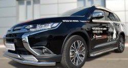 Защита переднего бампера (2 трубыØ75х42 и 63 мм, нержавейка) Russtal Mitsubishi Outlander GF 2-ой рестайлинг (2015-2018)