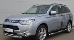 19 699 р. Защита переднего бампера (2 трубыØ76 и 42 мм, нержавейка) SLITKOFF Mitsubishi Outlander GF дорестайлинг (2012-2014)  с доставкой в г. Екатеринбург. Увеличить фотографию 2