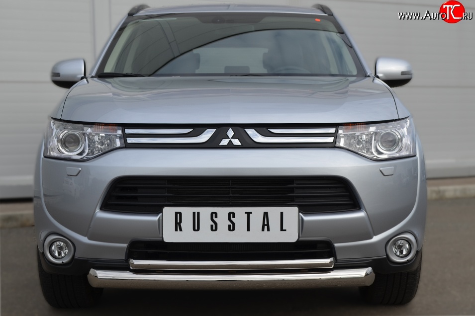 19 699 р. Защита переднего бампера (2 трубыØ76 и 42 мм, нержавейка) SLITKOFF Mitsubishi Outlander GF дорестайлинг (2012-2014)  с доставкой в г. Екатеринбург