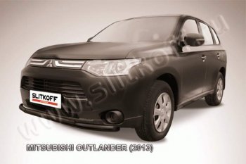 10 949 р. Защита переднего бампер Slitkoff  Mitsubishi Outlander  GF (2012-2014) дорестайлинг (Цвет: серебристый)  с доставкой в г. Екатеринбург. Увеличить фотографию 1