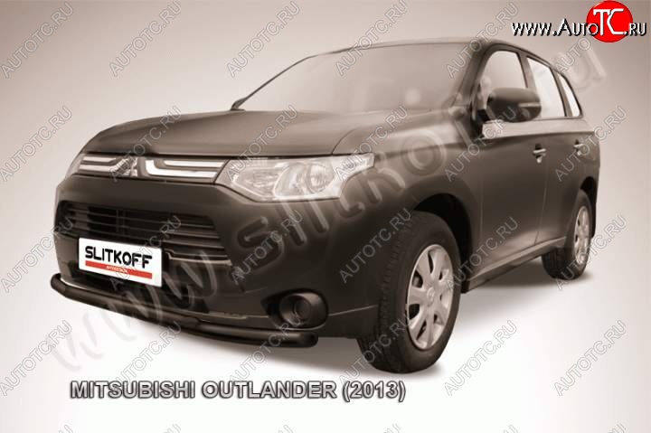 10 949 р. Защита переднего бампер Slitkoff  Mitsubishi Outlander  GF (2012-2014) дорестайлинг (Цвет: серебристый)  с доставкой в г. Екатеринбург