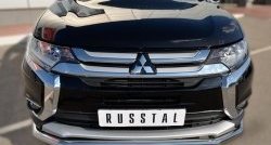 15 999 р. Одинарная защита переднего бампера диаметром 63 мм SLITKOFF Mitsubishi Outlander GF 2-ой рестайлинг (2015-2018)  с доставкой в г. Екатеринбург. Увеличить фотографию 2