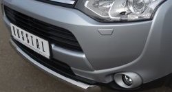 Одинарная защита переднего бампера диаметром 76 мм SLITKOFF Mitsubishi Outlander GF дорестайлинг (2012-2014)