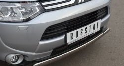 15 649 р. Защита переднего бампера (Ø75х42 мм, нержавейка) Russtal Mitsubishi Outlander GF дорестайлинг (2012-2014)  с доставкой в г. Екатеринбург. Увеличить фотографию 2