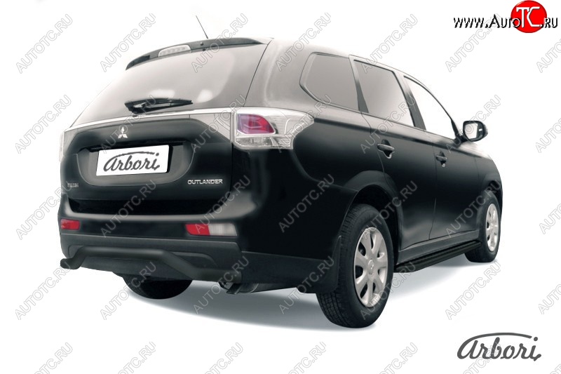 6 209 р. Защита заднего бампера Arbori (волна, черная, 1 труба d57 mm). Mitsubishi Outlander GF дорестайлинг (2012-2014)  с доставкой в г. Екатеринбург