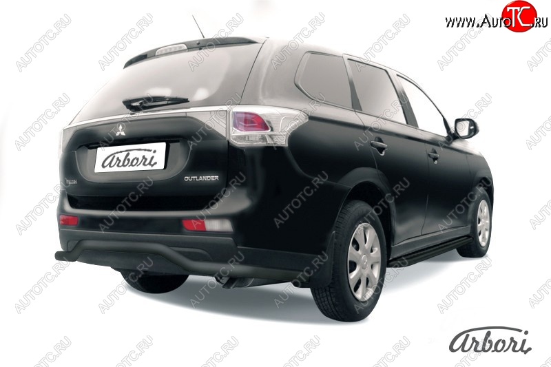 6 929 р. Защита заднего бампера Arbori (длинная, черная, 1 труба d57 mm). Mitsubishi Outlander GF дорестайлинг (2012-2014)  с доставкой в г. Екатеринбург