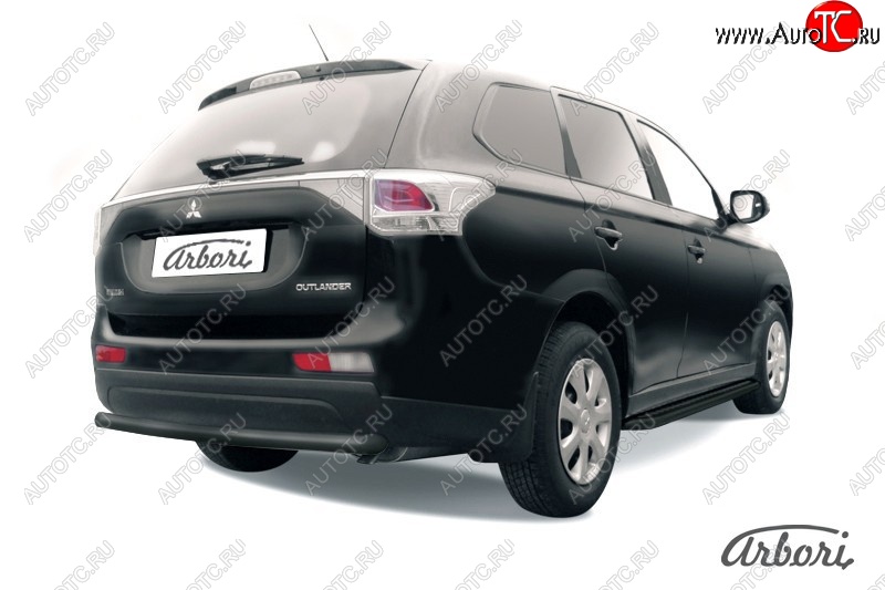 5 399 р. Защита заднего бампера Arbori (уголки, черная, 1 труба d57 mm). Mitsubishi Outlander GF дорестайлинг (2012-2014)  с доставкой в г. Екатеринбург