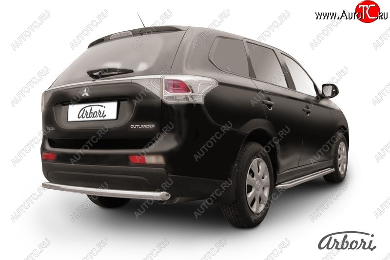 8 909 р. Защита заднего бампера Arbori (нержавейка, 1 труба d57 mm). Mitsubishi Outlander GF дорестайлинг (2012-2014)  с доставкой в г. Екатеринбург