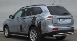 17 849 р. Защита заднего бампера (Ø63 и 42 мм, нержавейка) SLITKOFF Mitsubishi Outlander GF дорестайлинг (2012-2014)  с доставкой в г. Екатеринбург. Увеличить фотографию 4