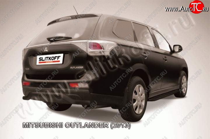 9 199 р. Защита задняя Slitkoff  Mitsubishi Outlander  GF (2012-2014) дорестайлинг (Цвет: серебристый)  с доставкой в г. Екатеринбург