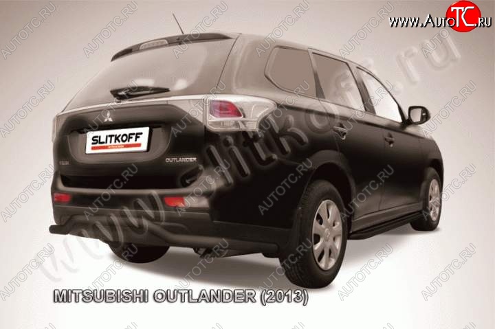 10 399 р. Защита задняя Slitkoff Mitsubishi Outlander GF дорестайлинг (2012-2014) (Цвет: серебристый)  с доставкой в г. Екатеринбург