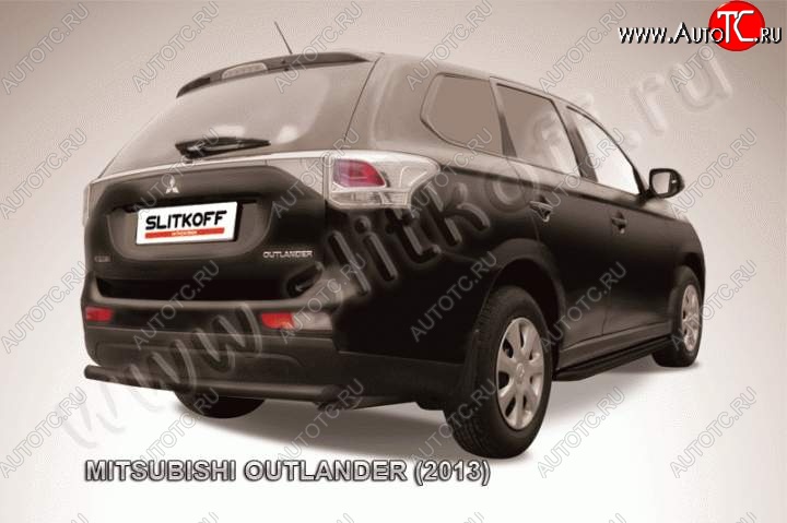 6 999 р. Защита задняя Slitkoff  Mitsubishi Outlander  GF (2012-2014) дорестайлинг (Цвет: серебристый)  с доставкой в г. Екатеринбург