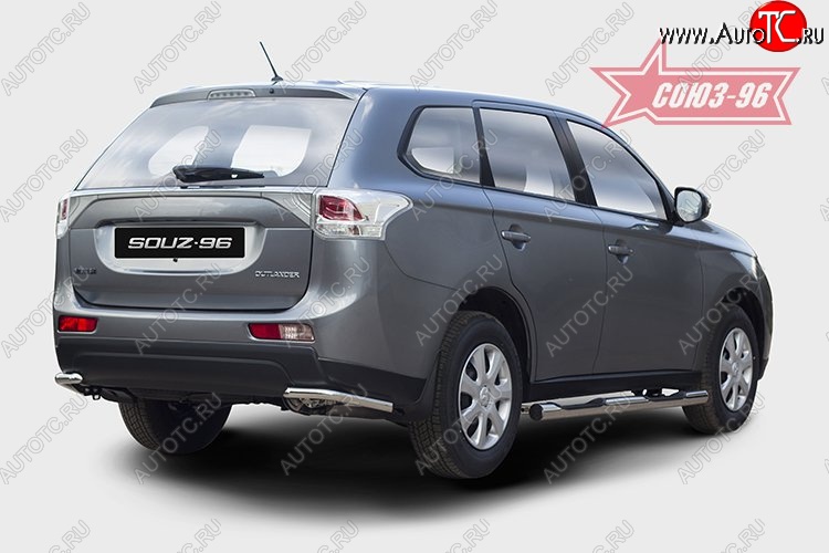 7 784 р. Защита заднего бампера из боковых уголков диаметром 42 мм SOUZ-96 Mitsubishi Outlander GF дорестайлинг (2012-2014)  с доставкой в г. Екатеринбург