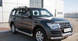 13 949 р. Защита порогов из круглой трубы диаметром 42 мм SLITKOFF Mitsubishi Pajero 4 V90 2-ой рестайлинг (2014-2020)  с доставкой в г. Екатеринбург. Увеличить фотографию 4