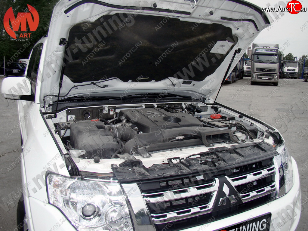 4 099 р. Упор капота MV-Tuning (двойной) Mitsubishi Pajero 4 V80 3 дв. 1-ый рестайлинг (2011-2014)  с доставкой в г. Екатеринбург