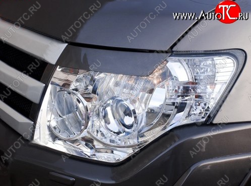 1 149 р. Реснички на фары Tuning-Sport  Mitsubishi Pajero ( 4 V90,  4 V80) (2006-2015) дорестайлинг, дорестайлинг, 1-ый рестайлинг, 3 дв. 1-ый рестайлинг (Неокрашенные)  с доставкой в г. Екатеринбург