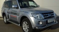 13 349 р. Защита порогов из круглой трубы диаметром 42 мм Russtal Mitsubishi Pajero 4 V90 дорестайлинг (2006-2011) (Защита порогов с со скосами на торцах (вариант 1))  с доставкой в г. Екатеринбург. Увеличить фотографию 7