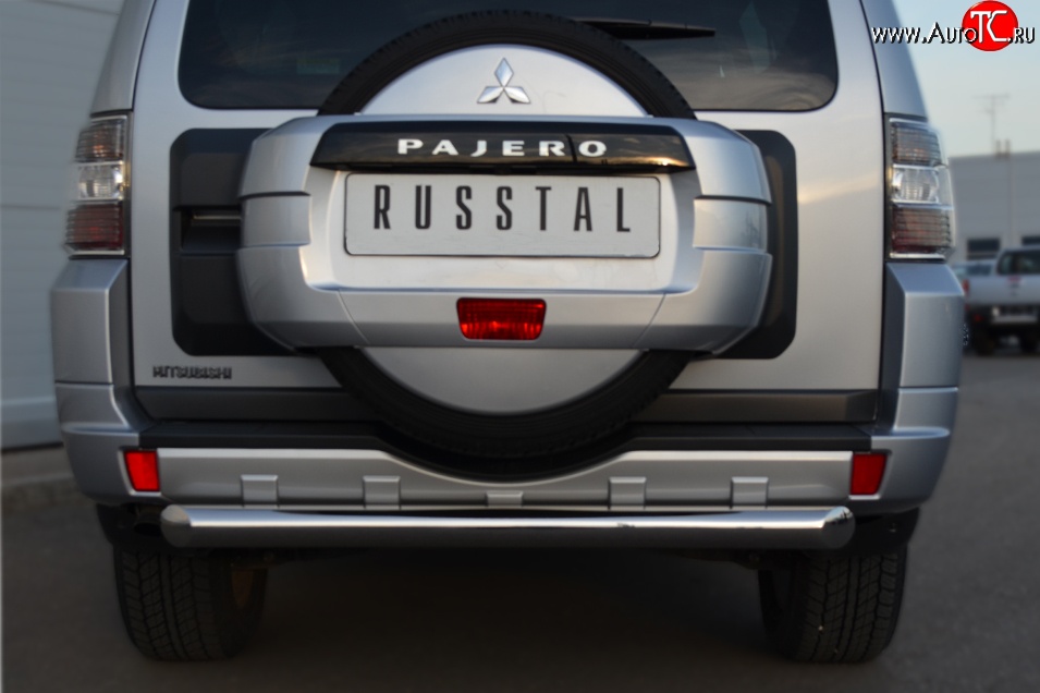 14 749 р. Одинарная защита заднего бампера из трубы диаметром 76 мм SLITKOFF Mitsubishi Pajero 4 V90 дорестайлинг (2006-2011)  с доставкой в г. Екатеринбург