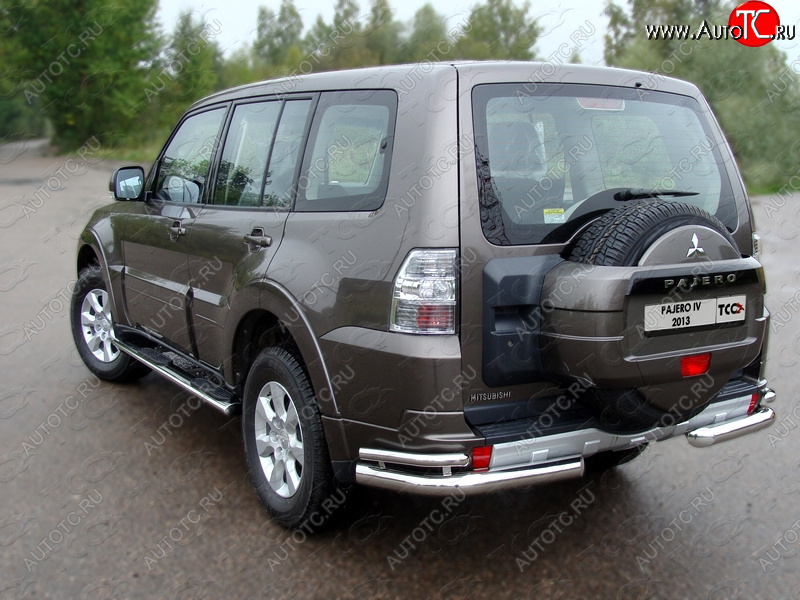 27 999 р. Защита заднего бампера (уголки двойные) ТСС 76,1/42,4 мм Mitsubishi Pajero 4 V90 дорестайлинг (2006-2011)  с доставкой в г. Екатеринбург