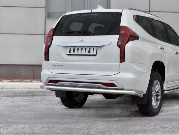 13 999 р. Защита заднего бампера Russtal (Ø63 мм секции, нержавейка) Mitsubishi Pajero Sport QF рестайлинг (2019-2022)  с доставкой в г. Екатеринбург. Увеличить фотографию 1